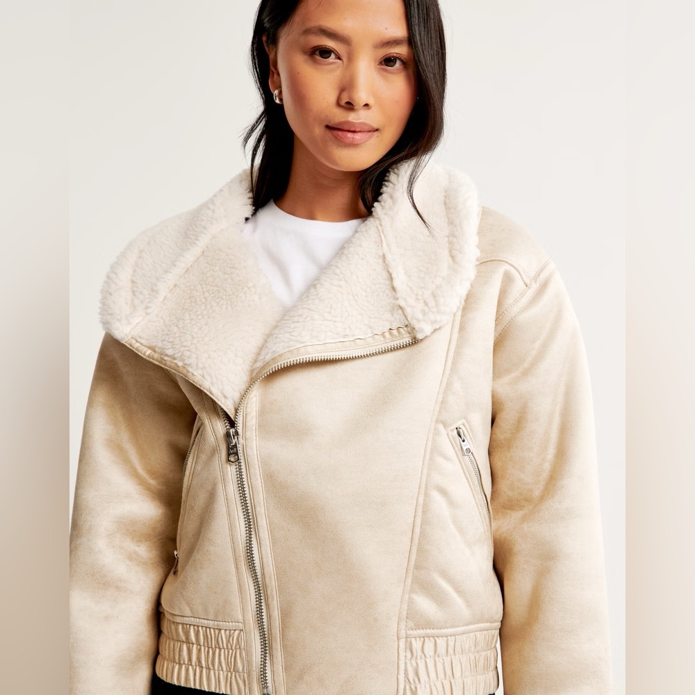 Vegan Suede Sherpa-Lined Bomber Jacket